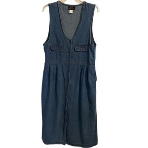 Vitg 90s denim maxi sleeveless dress button down Grannycore Cottagecore Size 12